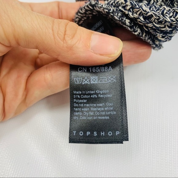 Topshop Navy Blue Crop Chunky Cable Knit Sweater - Picture 9 of 12